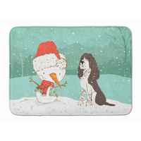"Caroline's Treasures Brown English Springer Spaniel Snowman Christmas Machine Washable Memory Foam Mat, Multicolor"