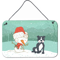 Caroline's Treasures Snowman Black Staffie Christmas Wall or Door Hanging Prints