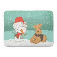 "Caroline's Treasures Airedale Terrier Snowman Christmas Machine Washable Memory Foam Mat, Multicolor"