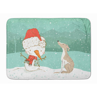 "Caroline's Treasures Whippet Snowman Christmas Machine Washable Memory Foam Mat, Multicolor"
