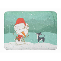 "Caroline's Treasures Black Chihuahua Snowman Christmas Machine Washable Memory Foam Mat, Multicolor"