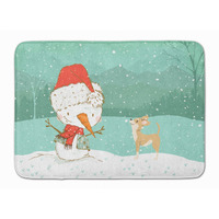 "Caroline's Treasures Tan Chihuahua Snowman Christmas Machine Washable Memory Foam Mat, Multicolor"