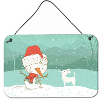 Caroline's Treasures Snowman White Chihuahua Christmas Wall or Door Hanging Prints