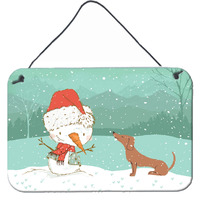 Caroline's Treasures Snowman Red Dachshund Christmas Wall or Door Hanging Prints
