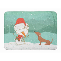 "Caroline's Treasures Red Dachshund Snowman Christmas Machine Washable Memory Foam Mat, Multicolor"