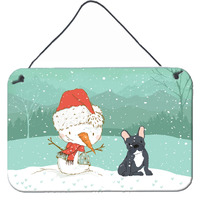 Caroline's Treasures Snowman Black French Bulldog Christmas Wall or Door Hanging Prints