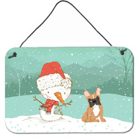 "Caroline's Treasures Fawn French Bulldog Snowman Christmas Wall or Door Hanging Prints, Multicolor"