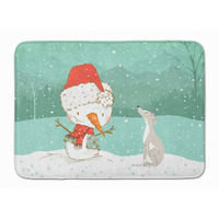 "Caroline's Treasures Italian Greyhound Snowman Christmas Machine Washable Memory Foam Mat, Multicolor"