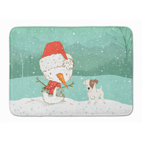 "Caroline's Treasures Jack Russell Terrier Snowman Christmas Machine Washable Memory Foam Mat, Multicolor"