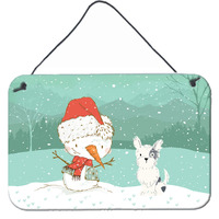 Caroline's Treasures White Black Terrier Snowman Christmas Wall or Door Hanging Prints