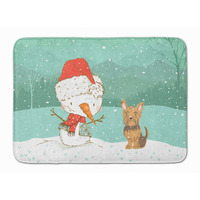 "Caroline's Treasures Yorkie Cropped Ears Snowman Christmas Machine Washable Memory Foam Mat, Multicolor"