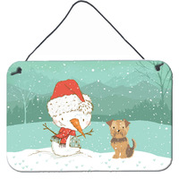 Caroline's Treasures Snowman Yorkie Natural Ears Christmas Wall or Door Hanging Prints