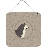 "Caroline's Treasures Alaskan Malamute in The Kitchen Door Hanging Prints wall-decor, Multicolor"