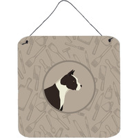 "Caroline's Treasures American Staffordshire Terrier in The Kitchen Door Hanging Prints wall-decor, Multicolor"