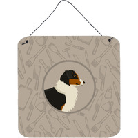 "Caroline's Treasures Australian Shepherd in The Kitchen Door Hanging Prints wall-decor, Multicolor"