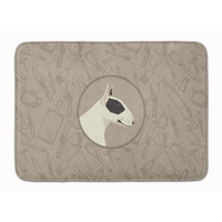 Caroline's Treasures Black and White Bull Terrier In the Kitchen Machine Washable Memory Foam Mat doormats