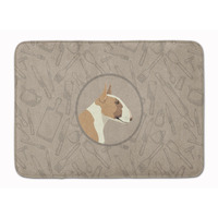 Caroline's Treasures Fawn and White Bull Terrier In the Kitchen Machine Washable Memory Foam Mat doormats