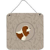 "Caroline's Treasures Cavalier Spaniel in The Kitchen Door Hanging Prints wall-decor, Multicolor"