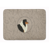 "Caroline's Treasures Collie In the Kitchen Machine Washable Memory Foam Mat doormats, Multicolor"