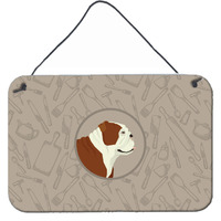 "Caroline's Treasures English Bulldog in The Kitchen Door Hanging Prints wall-decor, Multicolor"