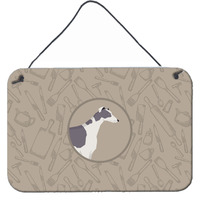 "Caroline's Treasures Greyhound in The Kitchen Door Hanging Prints wall-decor, Multicolor"