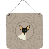 "Caroline's Treasures Toy Fox Terrier in The Kitchen Door Hanging Prints wall-decor, Multicolor"
