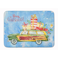 "Caroline's Treasures Merry Christmas Fox Terrier Machine Washable Memory Foam Mat doormats, Multicolor"