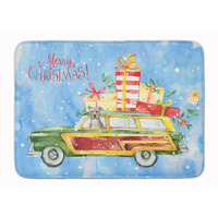 "Caroline's Treasures Merry Christmas Staffordshire Bull Terrier Machine Washable Memory Foam Mat doormats, Multicolor"