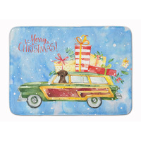 "Caroline's Treasures Merry Christmas Chocolate Labrador Retriever Machine Washable Memory Foam Mat doormats, Multicolor"