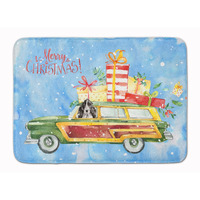 "Caroline's Treasures Merry Christmas Black Parti Cocker Spaniel Machine Washable Memory Foam Mat doormats, Multicolor"