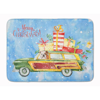 "Caroline's Treasures Merry Christmas English Bulldog Machine Washable Memory Foam Mat doormats, Multicolor"