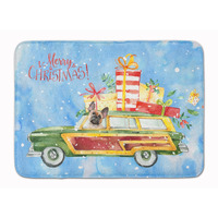 "Caroline's Treasures Merry Christmas Fawn French Bulldog Machine Washable Memory Foam Mat doormats, Multicolor"