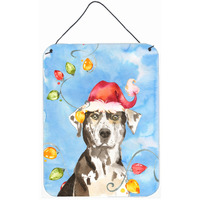 "Caroline's Treasures Christmas Lights Catahoula Leopard Dog Door Hanging Prints wall-decor, Multicolor"