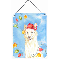 Caroline's Treasures Christmas Lights White Collie Door Hanging Prints wall-decor