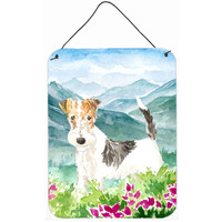 "Caroline's Treasures Mountian Flowers Fox Terrier Door Hanging Prints wall-decor, Multicolor"