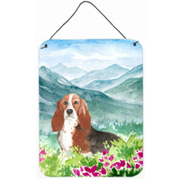 "Caroline's Treasures Mountain Flowers Basset Hound Door Hanging Prints wall-decor, Multicolor"