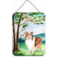 "Caroline's Treasures Under the Tree Sheltie Door Hanging Prints wall-decor, Multicolor"