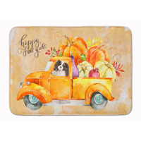 "Caroline's Treasures Fall Harvest Tricolor Cavalier Spaniel Machine Washable Memory Foam Mat doormats, Multicolor"