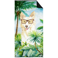 "Caroline's Treasures CK2992TWL3060 White Collie Premium beach-towels, Multicolor"