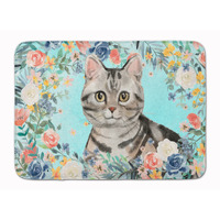 "Caroline's Treasures American Shorthair Spring Flowers Machine Washable Memory Foam Mat doormats, Multicolor"
