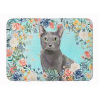"Caroline's Treasures Blue Russian Spring Flowers Machine Washable Memory Foam Mat doormats, Multicolor"