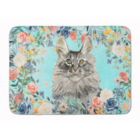 "Caroline's Treasures Maine Coon Spring Flowers Machine Washable Memory Foam Mat doormats, Multicolor"