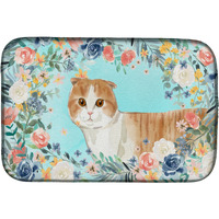"Caroline's Treasures CK3397DDM Scottish Fold Spring Flowers dish-drying-mats, 14 x 21, Multicolor"