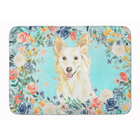 "Caroline's Treasures White Collie Machine Washable Memory Foam Mat doormats, Multicolor"