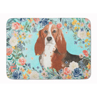 "Caroline's Treasures Basset Hound Machine Washable Memory Foam Mat doormats, Multicolor"