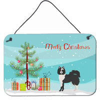 "Caroline's Treasures Black and White Elo Dog Christmas Tree Door Hanging Prints wall-decor, Multicolor"