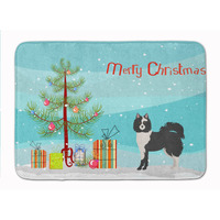 "Caroline's Treasures Black and White Elo dog Christmas Tree Machine Washable Memory Foam Mat doormats, Multicolor"