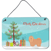 "Caroline's Treasures Tan Lhasa Apso Christmas Tree Door Hanging Prints wall-decor, Multicolor"