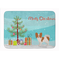 "Caroline's Treasures Papillon Christmas Tree Machine Washable Memory Foam Mat doormats, Multicolor"