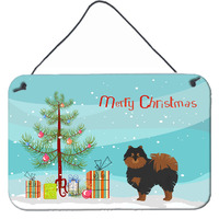 "Caroline's Treasures Pomeranian Christmas Tree Door Hanging Prints wall-decor, Multicolor"